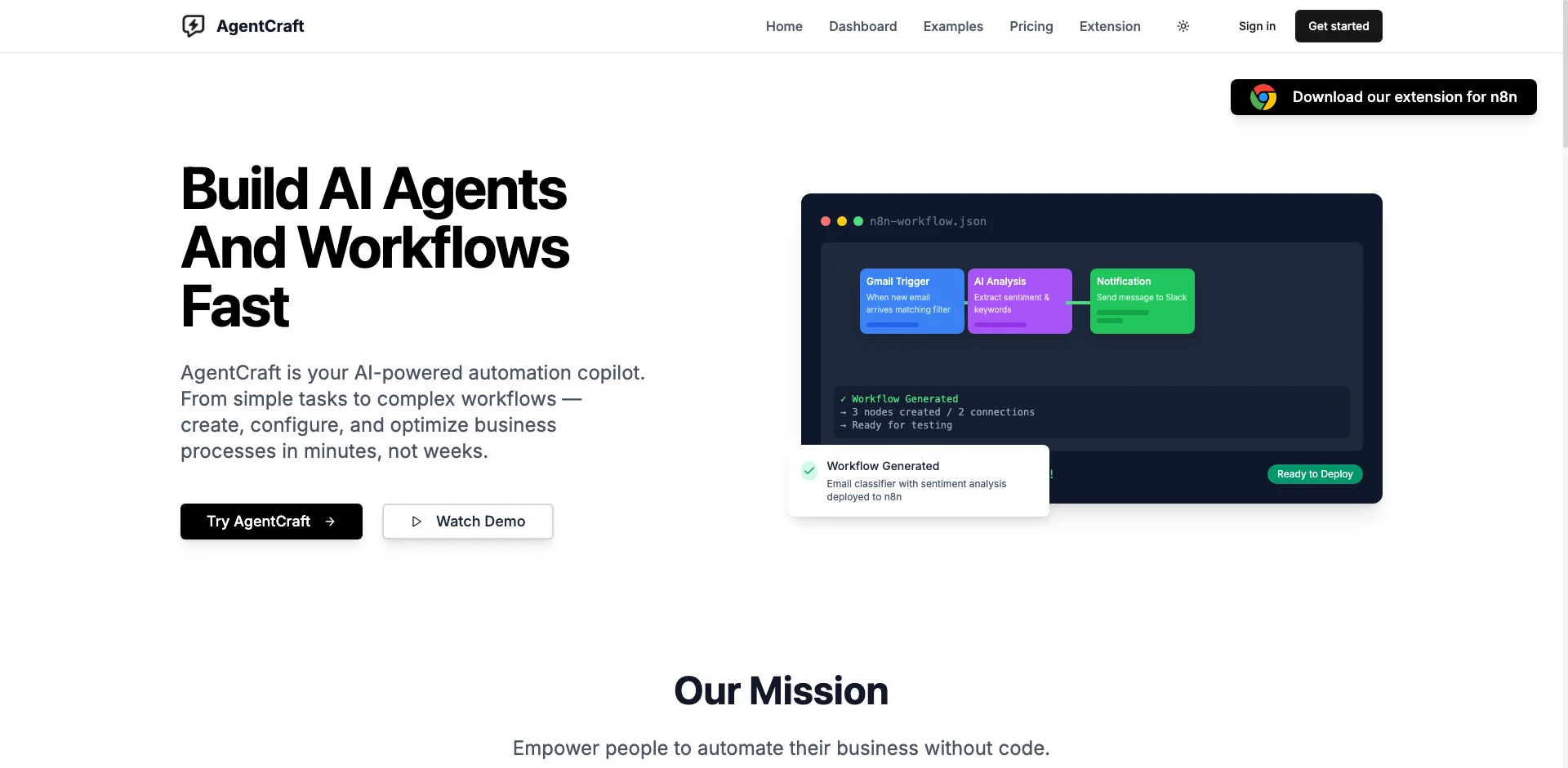AgentCraft. Like Cursor, but for n8n