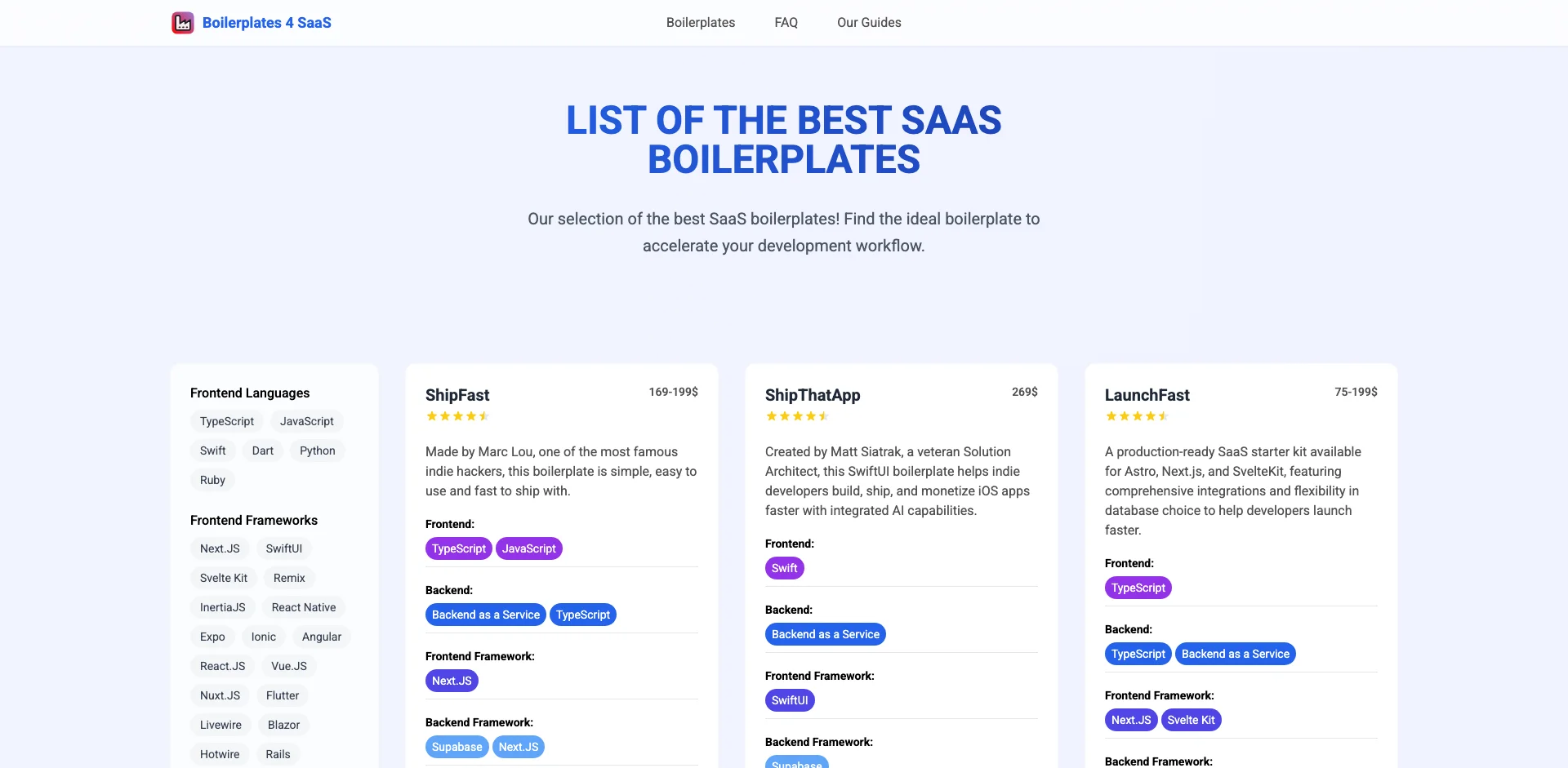 Boilerplates 4 SaaS