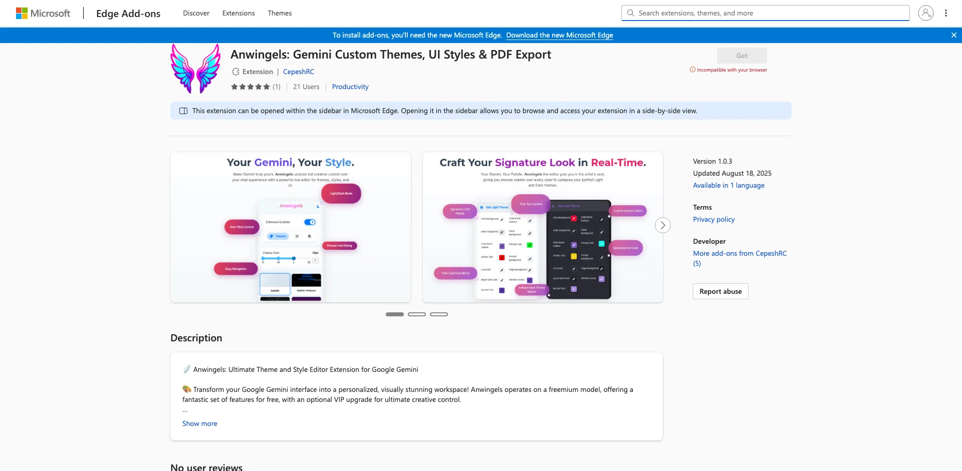 Gemini Custom Themes, Styles, PDF Export