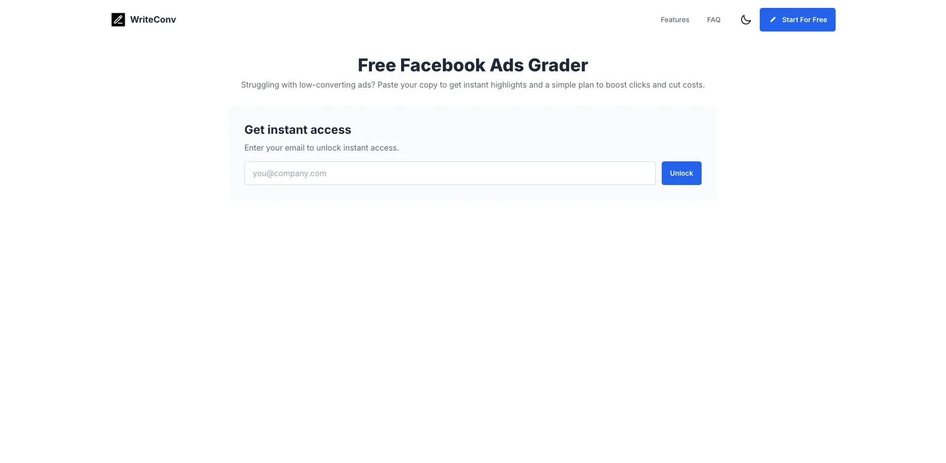 WriteConv Facebook Ads Grader
